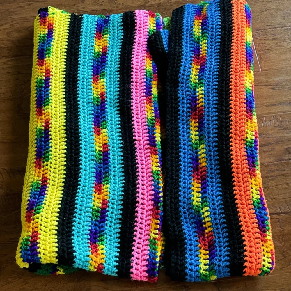 Handmade Rainbow Crochet‎ Throw